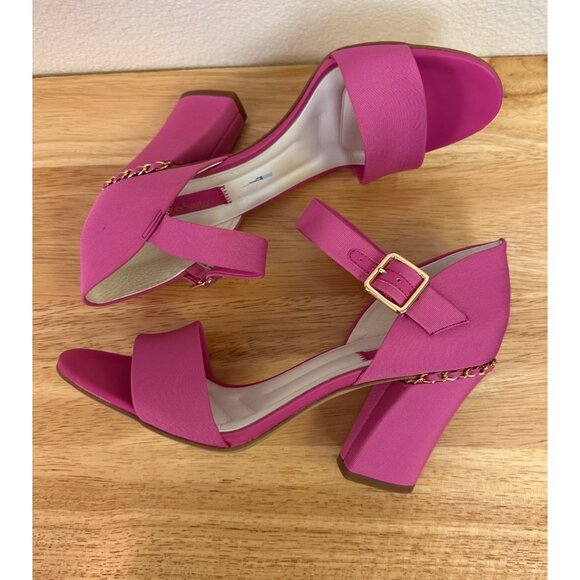 Franco Sarto Size 10 Dresss Ankle Strap Heel Gold Chain New Sandals - Picture 6 of 13